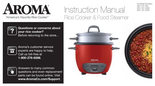 Aroma Housewares 2-6Cup Cooked Pot Style Rice Cooker & Food