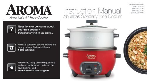 Aroma Abuelitas Specialty Rice CookerSRC-1020-1BT (SRC-1020-1BT) - SRC-1020-1BT Instruction Manual - Abuelitas Specialty Rice Cooker