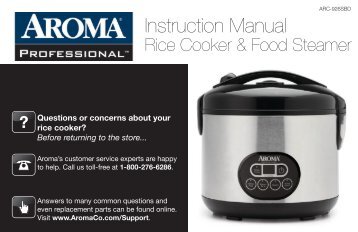 Aroma Professional 12-Cup (Cooked) Digital Cool-Touch Rice Cooker and Food SteamerARC-926SBD (ARC-926SBD) - ARC-926SBD Instruction Manual - Professional 12-Cup (Cooked) Digital Cool-Touch Rice Cooker and Food Steamer