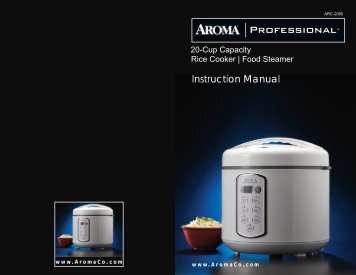 Aroma 20-Cup Professional Series Sensor Logicâ¢ Rice CookerARC-2000 (ARC-2000) - ARC-2000 Instruction Manual - 20-Cup Professional Series Sensor Logicâ¢ Rice Cooker