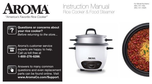 Aroma 14-Cup Rice Cooker &amp; Food SteamerARC-747-1NGR (ARC-747-1NGR) - ARC-747-1NGR Instruction Manual - 14-Cup Rice Cooker &amp; Food Steamer
