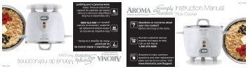 Aroma Simply Stainlessâ¢ 6-Cup Rice Cooker ARC-753SG (ARC-753SG) - ARC-753SG Instruction Manual - Simply Stainlessâ¢ 6-Cup Rice Cooker