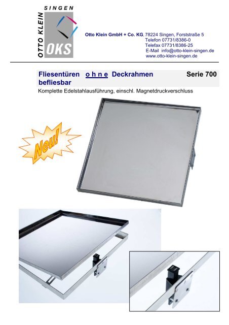 Fliesenturen O H N E Deckrahmen Serie 700 Otto Klein Singen