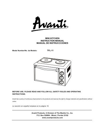 Avanti Avanti - TFL-11 - TFL-11 - Manual