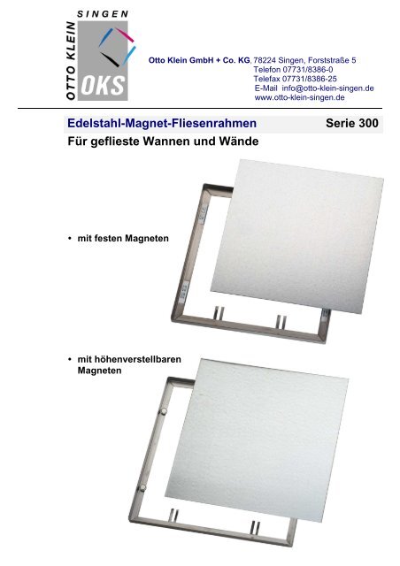 Edelstahl-Magnet-Fliesenrahmen Serie 300 Für ... - Otto Klein Singen
