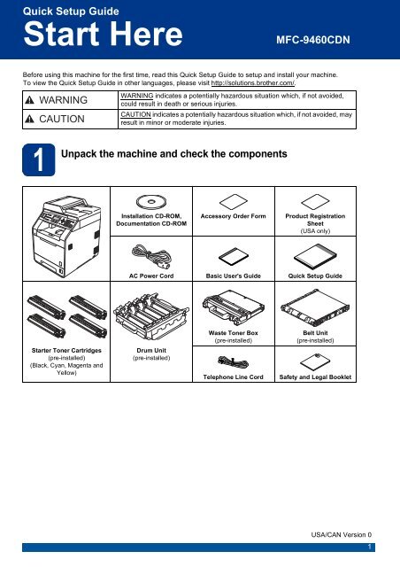 Brother MFC-9460CDN - Quick Setup Guide