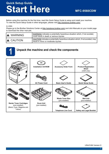 Brother MFC-9560CDW - Quick Setup Guide
