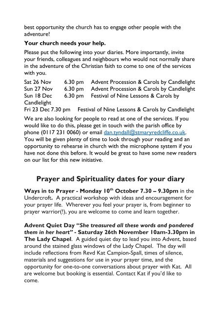 St Mary Redcliffe Church Parish Magazine - October 2016