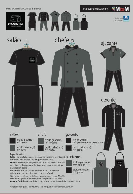 Design Uniformes para Restaurantes