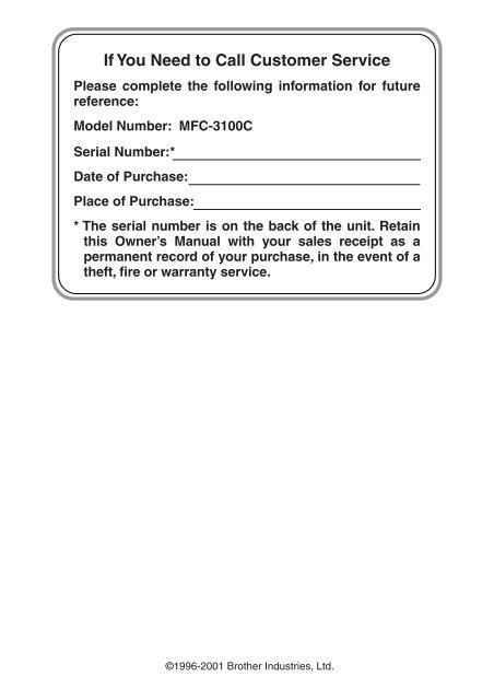 Brother MFC-3100C - User's Guide