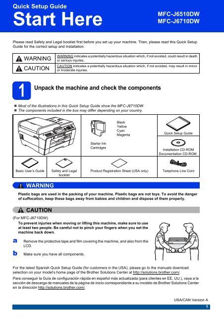 Brother MFC-J6510DW - Quick Setup Guide