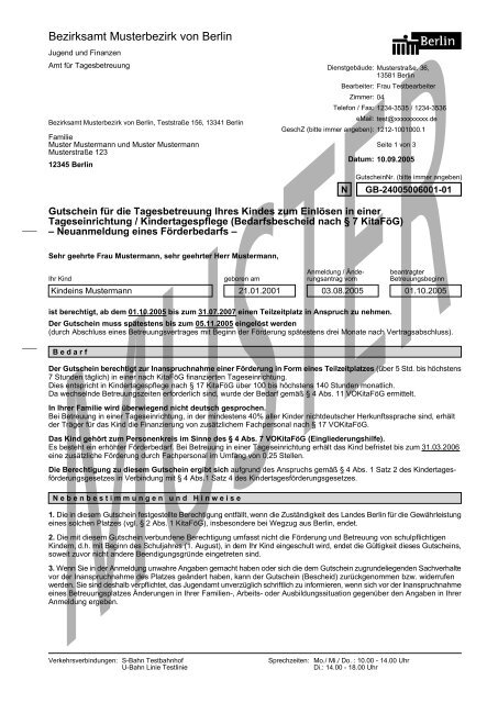 Gutschein für die Tagesbetreuung Ihres Kindes zum Einlösen