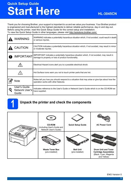 Brother HL-3045CN - Quick Setup Guide