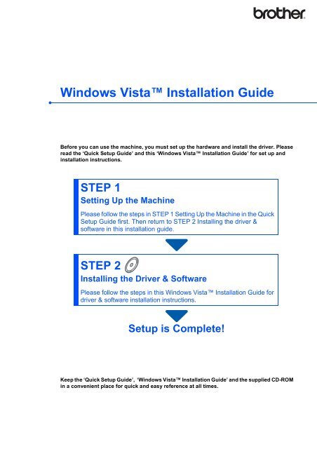 Brother MFC-8860DN - Windows Vista&reg; Installation Guide