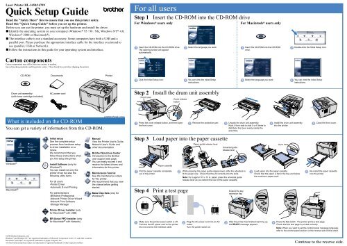 Brother HL-1650 - Quick Setup Guide