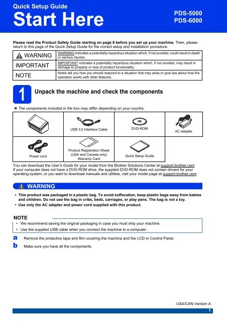 Pdq Move 5000 Instructions.pdf Brother PDS-5000 - Quick Setup Guide