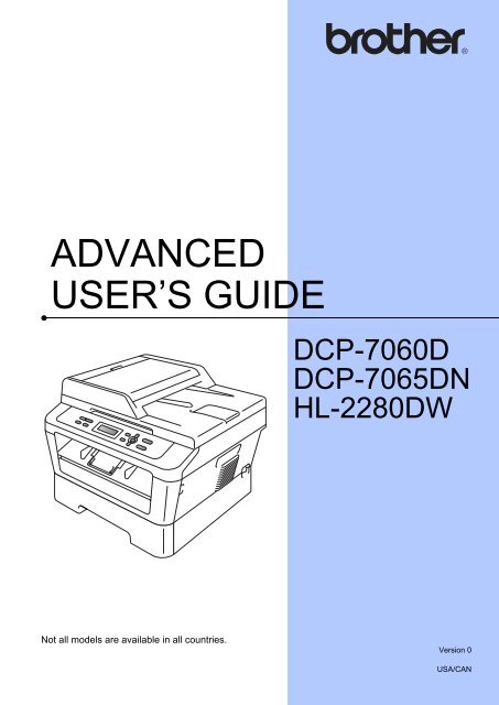 Brother HL-2280DW - Advanced User's Guide
