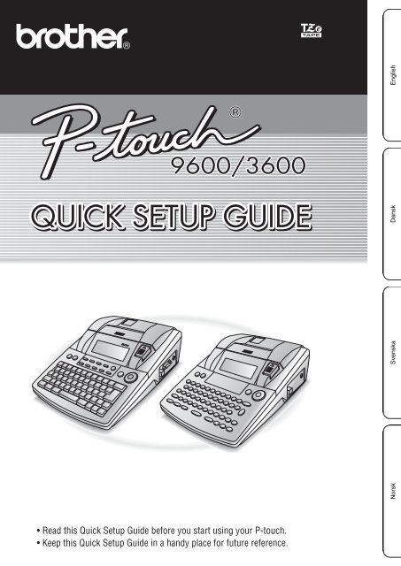 Brother PT-9600 - Quick Setup Guide
