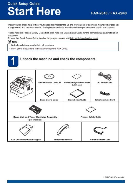 Brother FAX-2940 - Quick Setup Guide