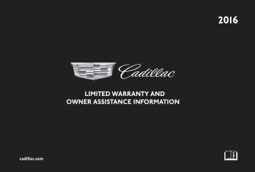 Cadillac 2016 ESCALADE / ESV - LIMITED WARRANTY BROCHURE