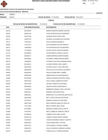 REPORTE PARA INSCRIPCIONES POR INTERNET I CICLO