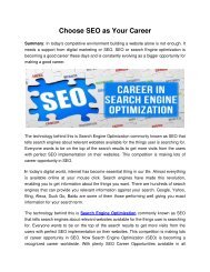 Choose SEO as Your Career