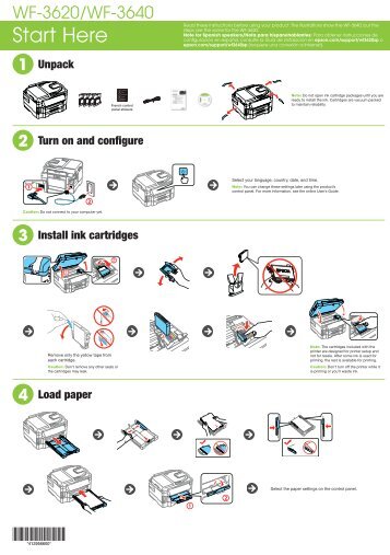 Epson Epson WorkForce WF-3640 All-in-One Printer - Start Here - Installation Guide