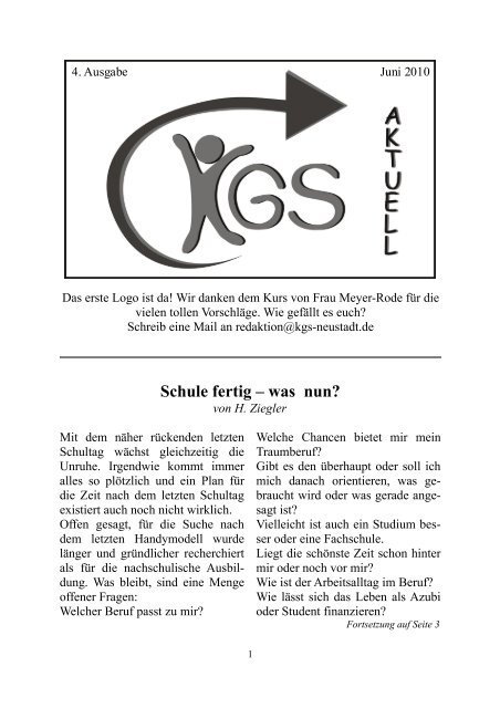 Schulzeitung Ausgabe 4 - Kooperative Gesamtschule Neustadt am ...