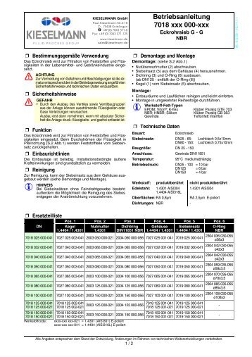 Betriebsanleitung 7018 xxx 000-xxx - Kieselmann GmbH