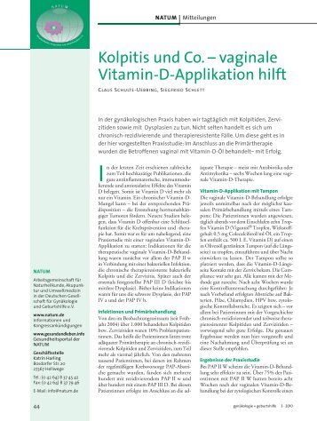 Kolpitis und Co. – vaginale Vitamin-D-Applikation hilft - Natum