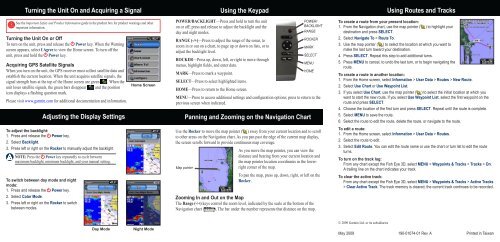 Garmin GPSMAP 421s - Quick Reference Guide