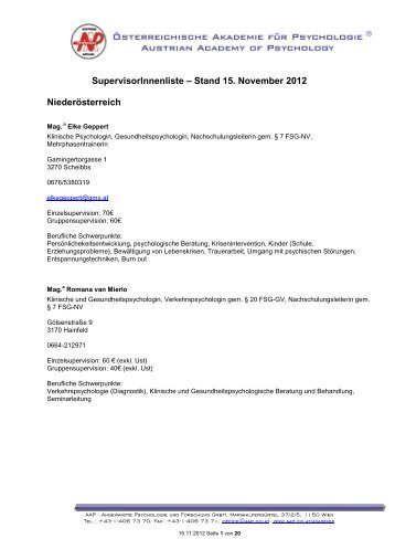 Liste der AAP - Supervisoren