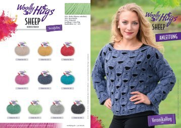 Anleitung SHEEP Woolly Hugs Blauer Kastenpulli mit Lochmuster