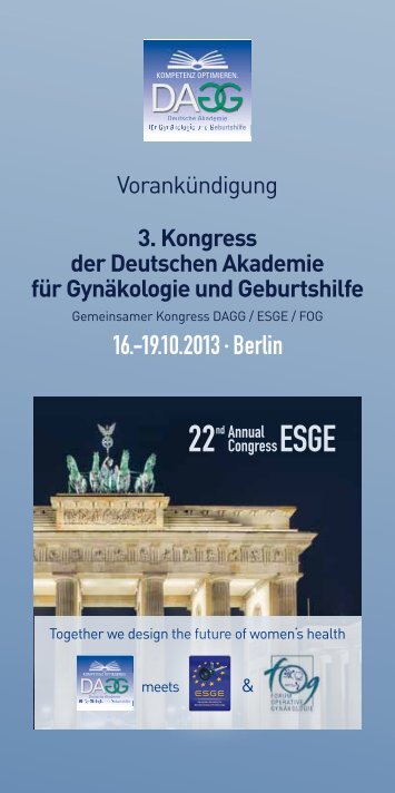 3. Kongress der Deutschen Akademie für Gynäkologie und ... - DGGG