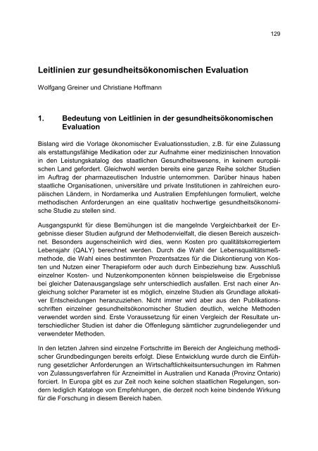 Ansätze und Methoden der ökonomischen Evaluation - Bad Request