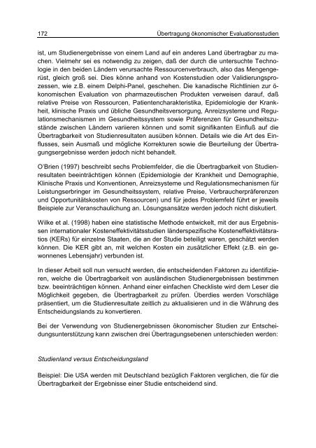 Ansätze und Methoden der ökonomischen Evaluation - Bad Request