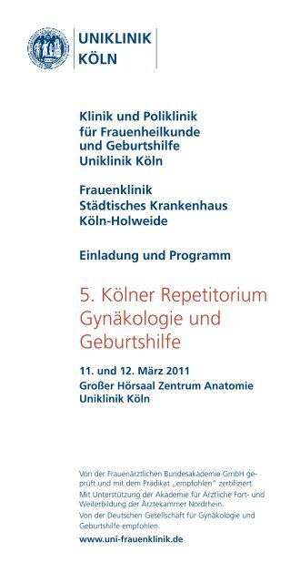 5. Kölner Repetitorium Gynäkologie und Geburtshilfe - DGGG