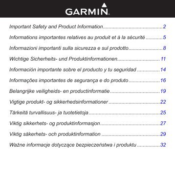 Garmin nÃ¼viÂ® 1100 - Important Safety and Product Information