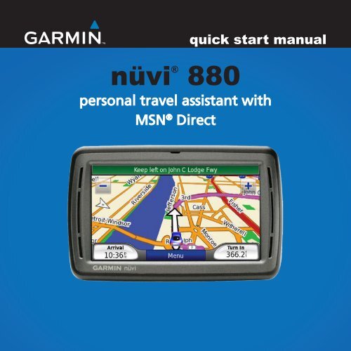 Garmin n&uuml;vi&reg; 880 - Quick Start Manual