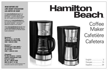 Hamilton Beach Programmable Coffee Maker (46895) - Use and Care Guide