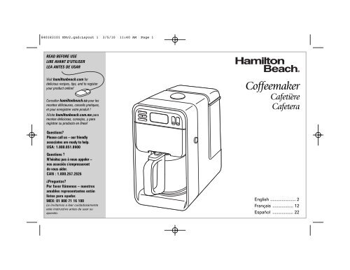Hamilton Beach 12 Cup Coffee Maker (46201) - Use and Care Guide