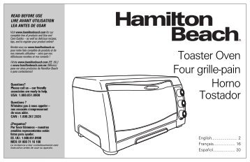 Hamilton Beach Convection Toaster Oven (31333) - Use and Care Guide