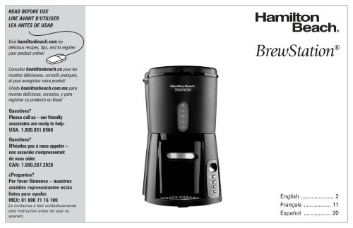 Hamilton Beach Brew Station Coffeemaker, 10 Cup Dispensing