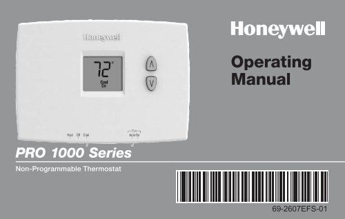 Honeywell PRO 1000 Non-Programmable Thermostat - PRO 1000 Non-Programmable Thermostat Operating Manual (English,French,Spanish) 