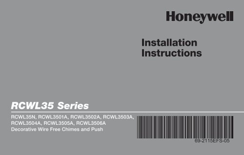 Honeywell Decor Brushed Nickel Cover - Wireless Door Chime &amp; Push Button (RCWL3501A) - Decorative Wire Free Chimes and Push Button Installation Instructions (English, French, Spanish) 