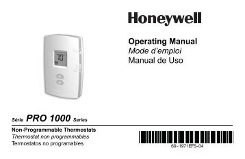Honeywell PRO 1000 Non-Programmable Thermostat - PRO 1000 Non-Programmable Thermostat Operating Manual (English,French,Spanish) 