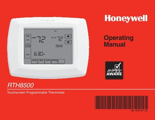 Honeywell 7-Day Programmable Thermostat (RTH8500D) - 7-Day Programmable Thermostat Operating Manual (English, French) 
