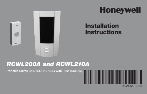 Honeywell Portable Plus Wireless Chime &amp; Push Button (RCWL200A) - Portable Chime With Push Button Installation Instructions (English, French, Spanish) 