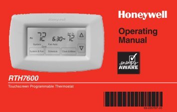 Honeywell 7-Day Programmable Thermostat (RTH7600D) - 7-Day Programmable Thermostat Operating Manual (English,French) 