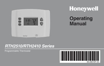 Honeywell 5-1-1 Day Programmable Thermostat (RTH2410B) - 5-1-1 Day Programmable Thermostat Operating Manual (English,French) 